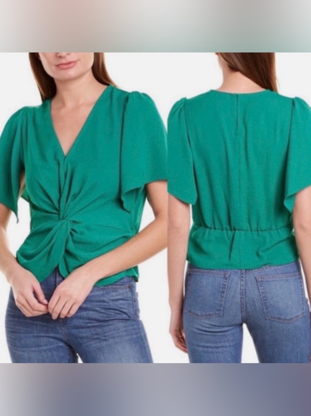 ASTR THE LABEL Green Top with a Front Twist. Size Small.